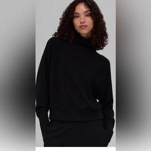 ALO Yoga Black Waffle-Knit Turtleneck Sweater